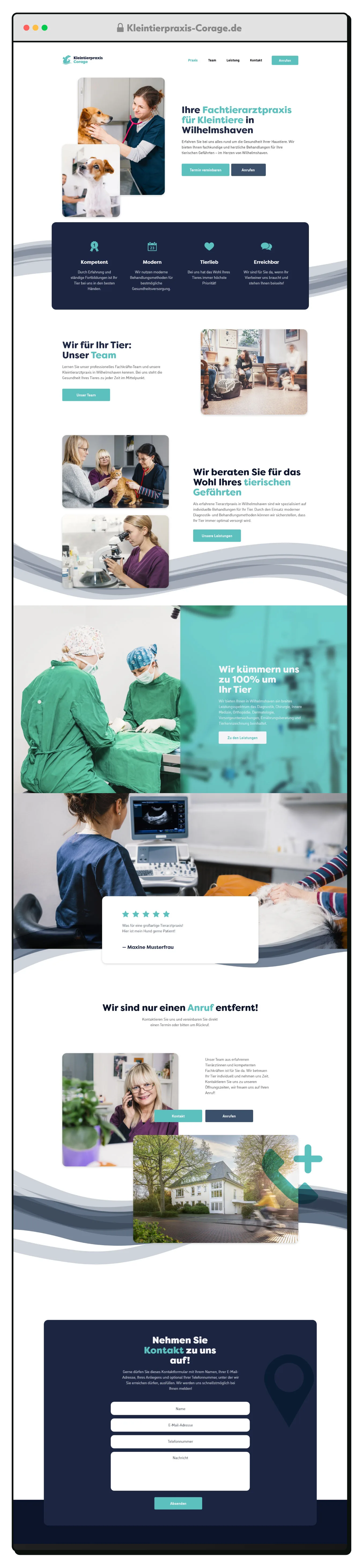 Kleintierpraxis Corage Tierarzt Wilhelmshaven. Webdesign und Corporate Design von Kopf & Hand Kreativ- und Werbeagentur Wilhelmshaven