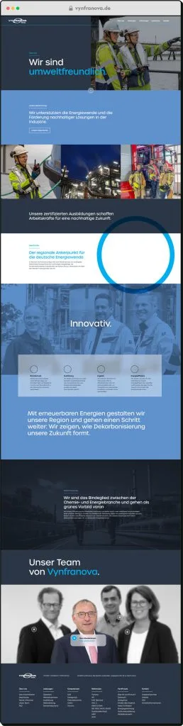 Webdesign: Screendesign Website Vynfranova Services GmbH, Vynova Group Wilhelmshaven