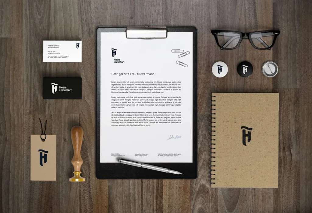 Heere versichert, Entwurf Printmedien, Mockup