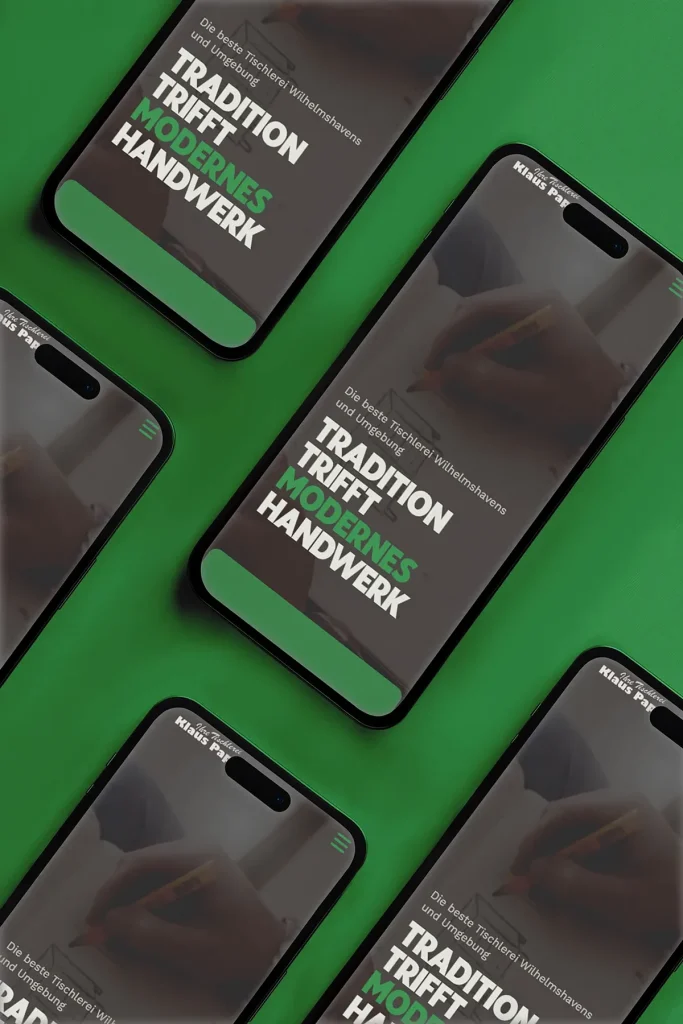 Tischlerei Papcke: Website Mockup auf Smartphone